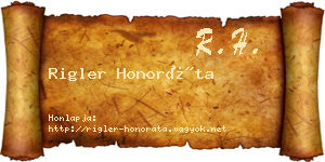 Rigler Honoráta névjegykártya